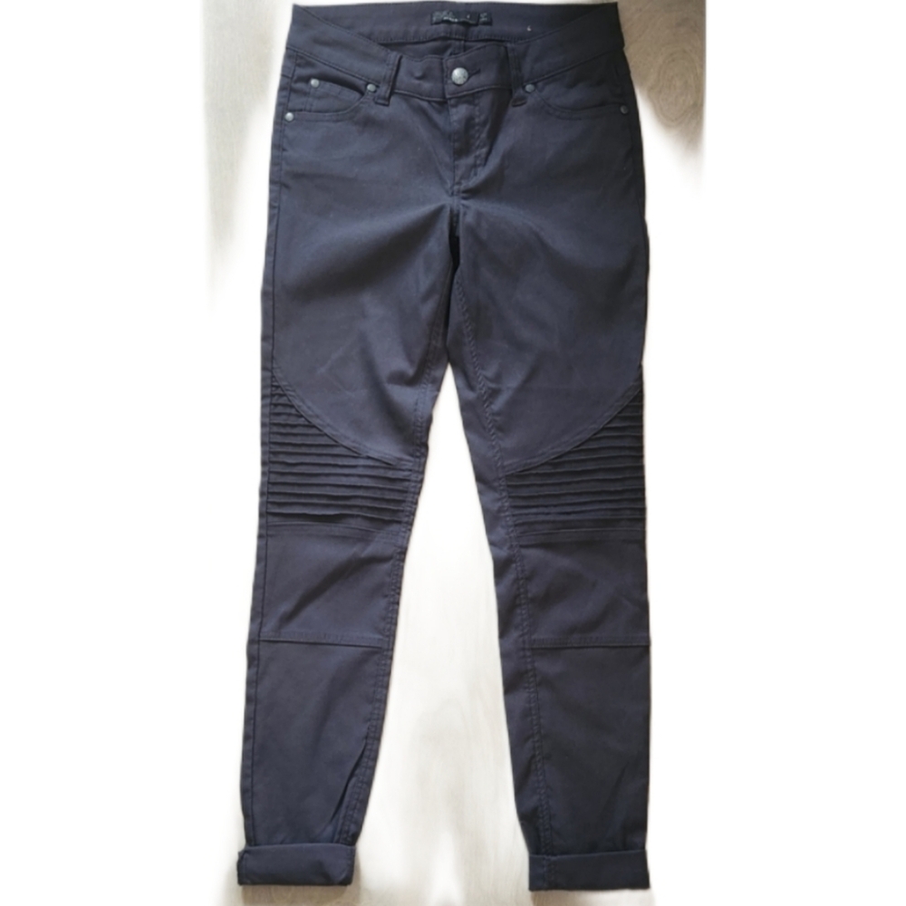 Prana 4 Grey Black Motor Cycle Style Pants Cuffed Detailed Anti Wrinkle